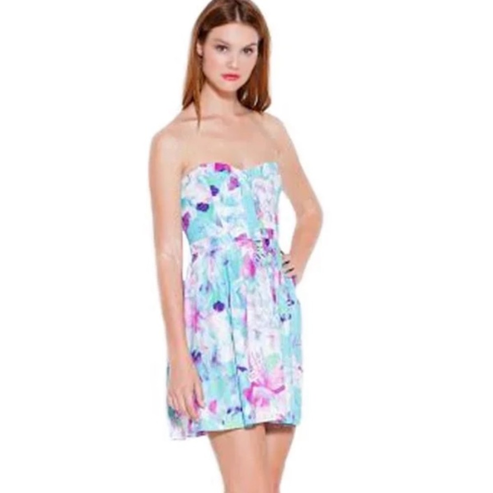 Parker Silk Dress, Lily Combo in Monet, Size Large, Blue, Pink, Purple, White